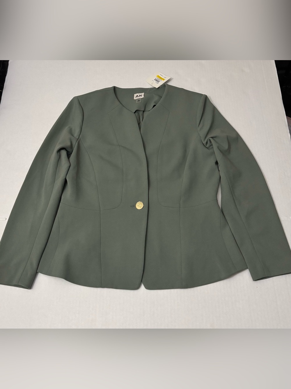 Anne Klein One-Button Eucalyptus Blazer Jacket Size M